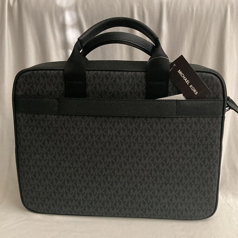 Michael Kors Cooper Logo Utility Briefcase Black/Grey